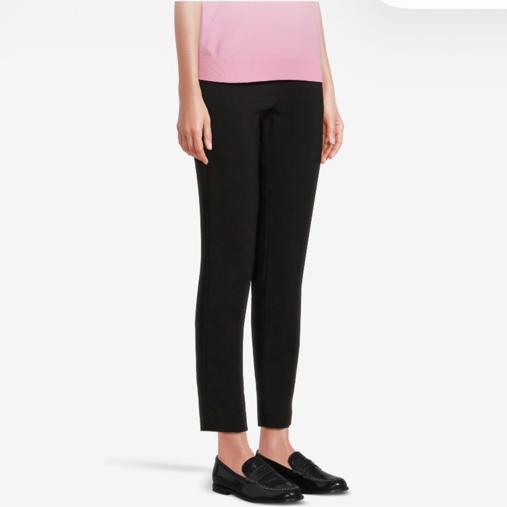 Elliott Lauren Black Stretch Pull-On Ankle Pants with Back Slit Detail Size 6